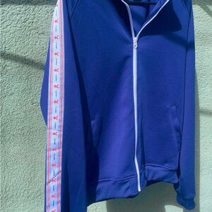 Navy Blue Playboy Track Jacket with logo strips on sleeves Size Large NWOT MENs